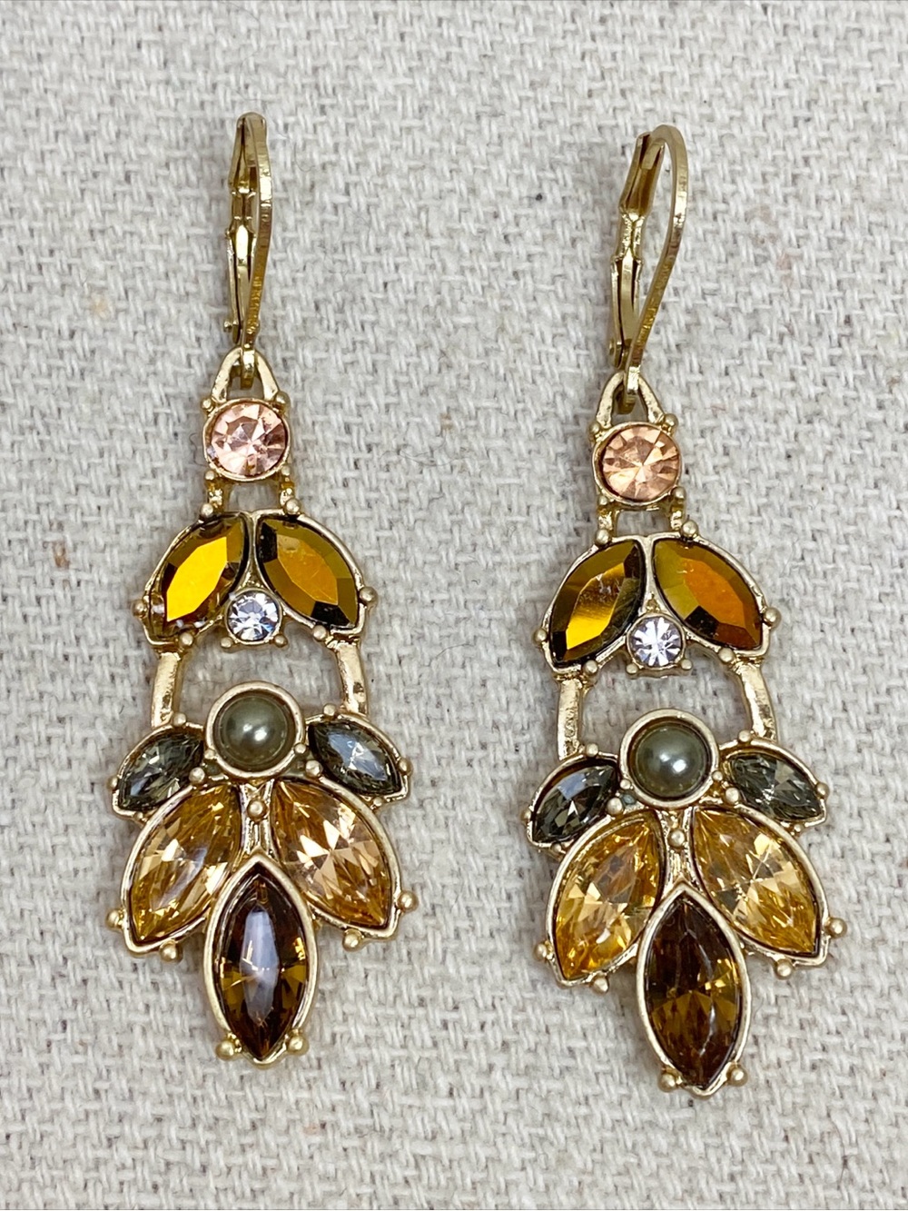 Gold-Tone Amber Crystal Drop Earrings - Women Jewelry